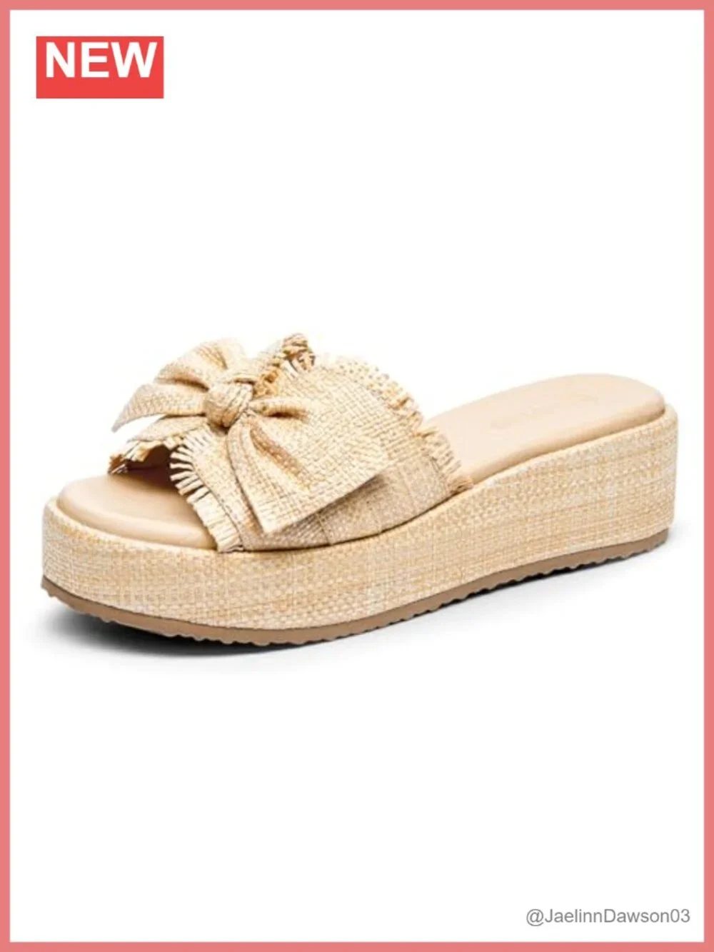 Womens Raffia Platform Wedge Sandals Bow Open Toe Slip On Summer Beach Shoes